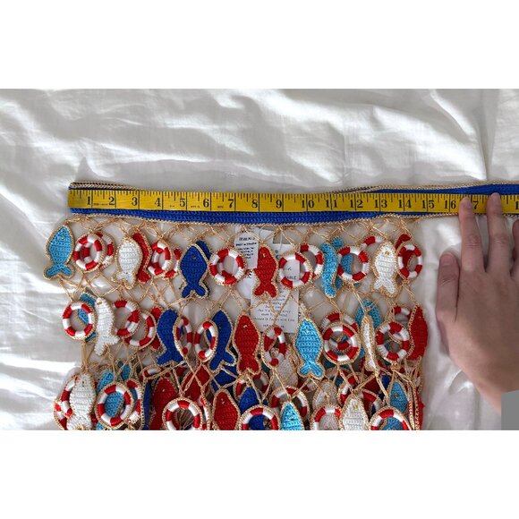 NWT My Beachy Side Poisson Knit Crochet Maxi Skirt Blue Fish Nautical Inner Tube - Picture 16 of 16